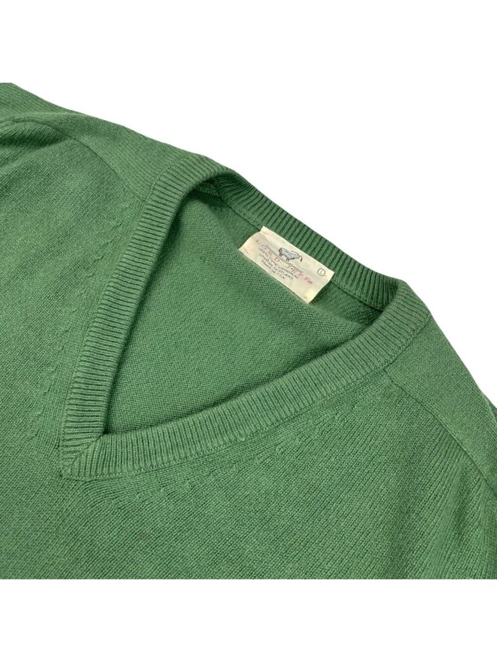 VTG NEW Lord Jeff Men's 100% Pure Cashmere V-Neck Sweater Green • USA • Large